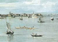 F. Guardi, Laguna di Venezia (si noti la zattera con due figure)