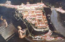 Veduta di Belluno nel 1690, olio su tela di Domenico Falce (1619-1697)