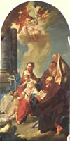 Egidio Dall'Oglio, Sacra Famiglia con i s.s. Anna, Gioacchino e Giovanni Battista, secondo altare a sinistra